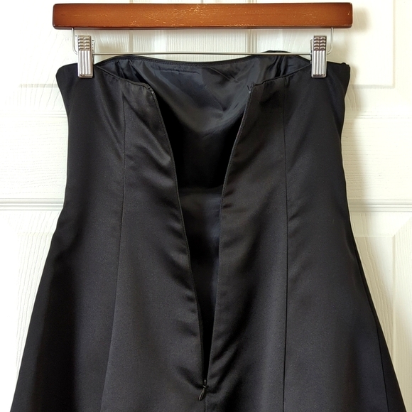 Jump Apparel Y2K Vintage Satin Tulle Hem Strapless A-Line Mini Dress Black 3/4 - Picture 9 of 12